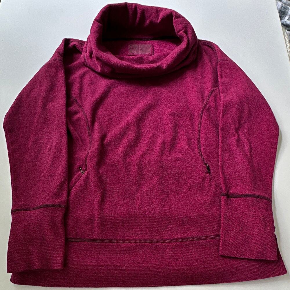 MNY Burgundy Cowl Neck Pullover Sweatshirt Long Sleeve Pockets Women's M cozy